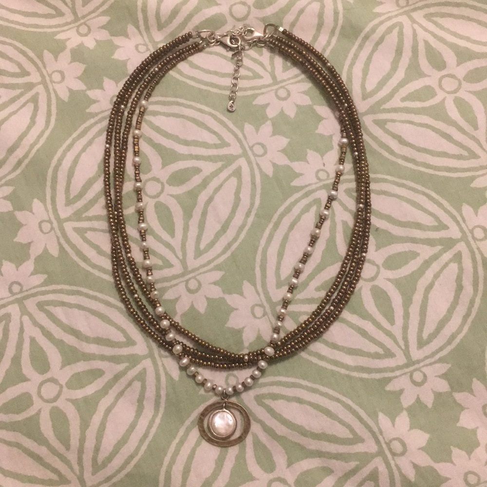 Pearl and brown beaded silpada necklace